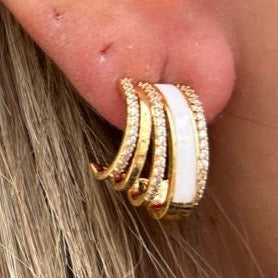 Carved White Enamel Hoops