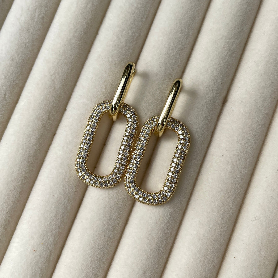 Double Hoop Pave Earrings