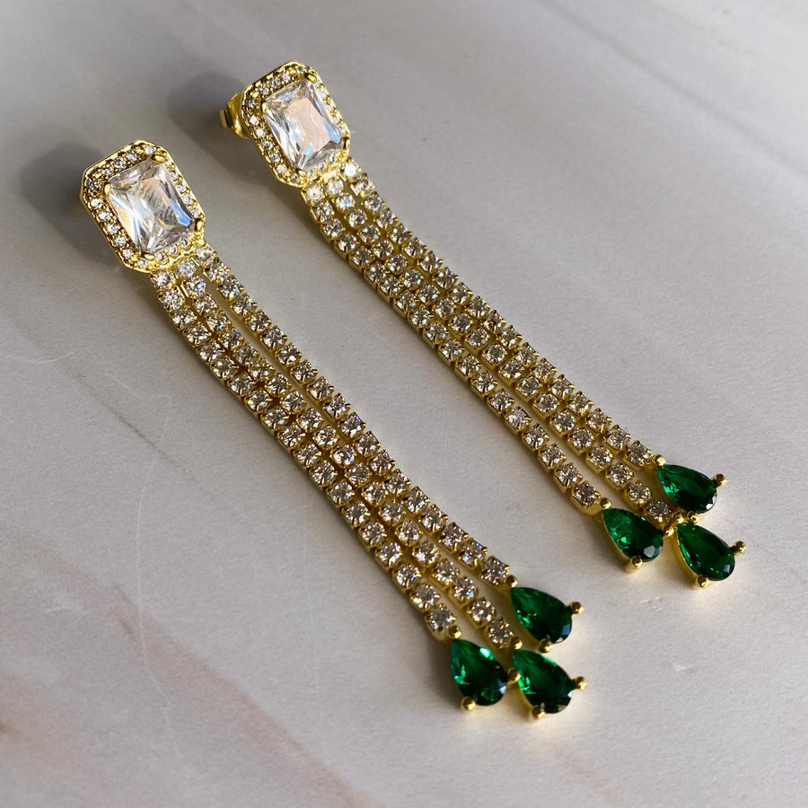 Green Drop Dangle Earrings