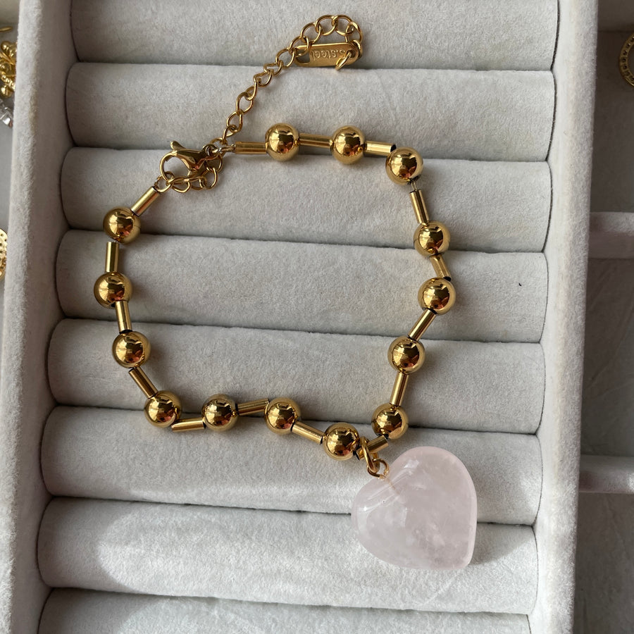 Quartz Heart Bracelet