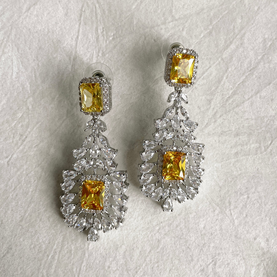 Yellow Zircon Dangle Earrings