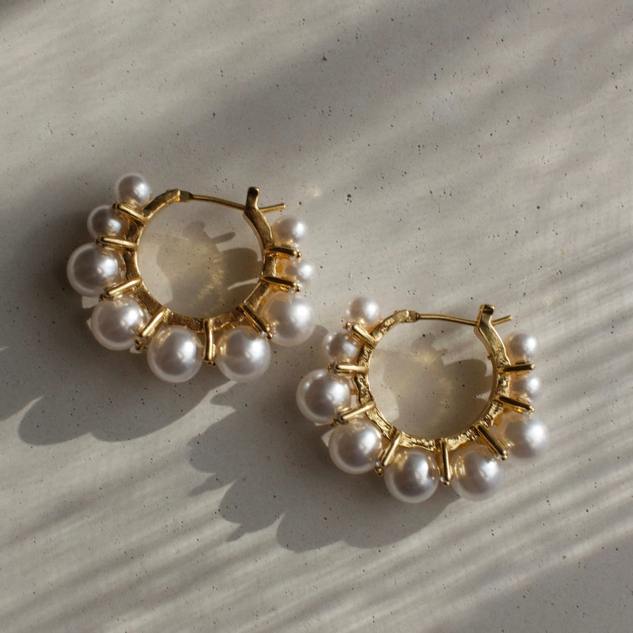 Cz pearl hoops