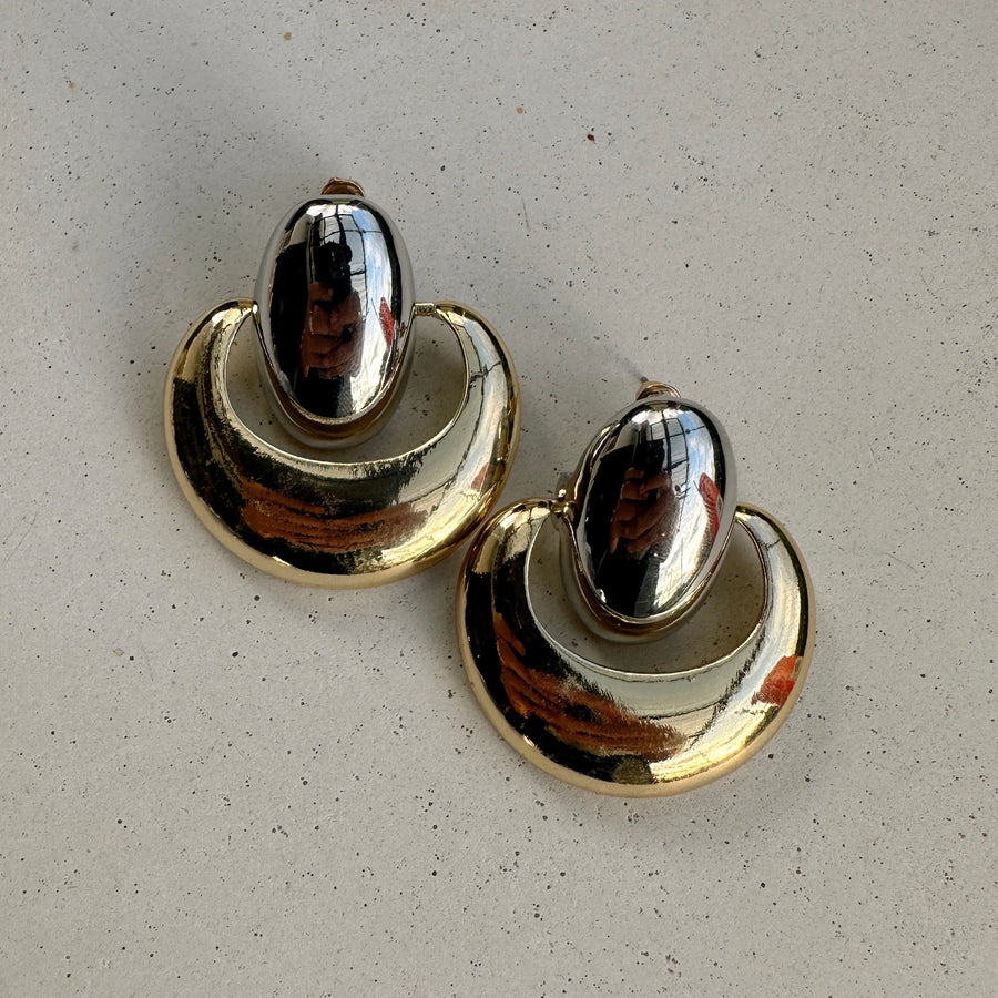 Two toned Statement Earrings