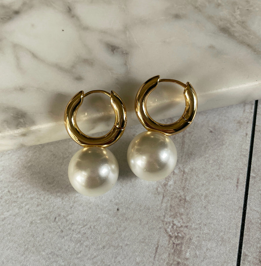 Chunky Pearl Hoops